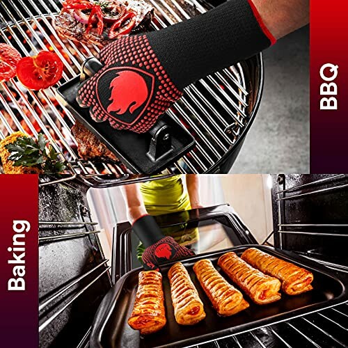 Heat-resistant gloves used for BBQ and baking.